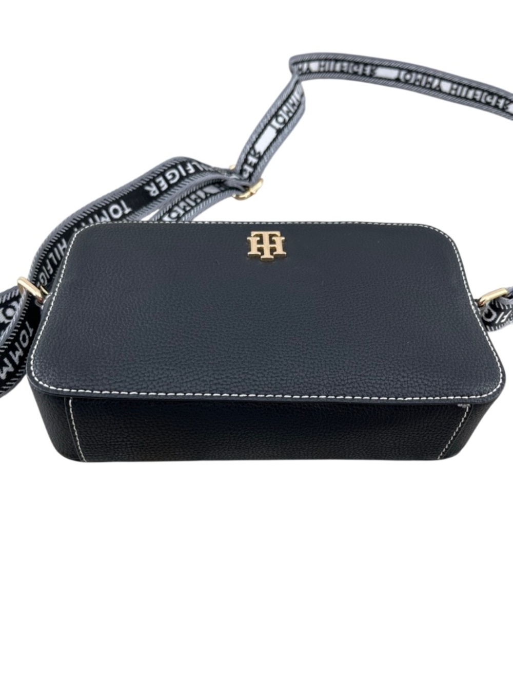 Tommy Hilfiger Black Pebbled Crossbody Camera Bag Purse - Picture 3 of 8